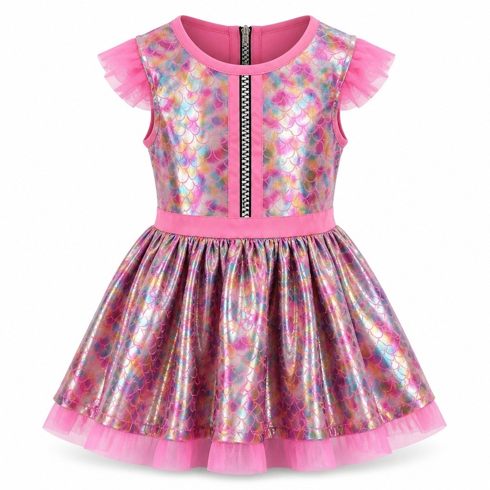 Nickelodeon JoJo Siwa Music Show Costume Dress Pink Mermaid Scale Youth 4-6x